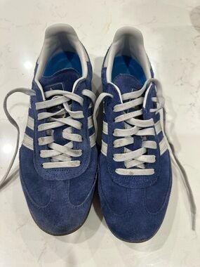 Adidas Men's Samba Blue Suede Casual Sneakers with White Stripes